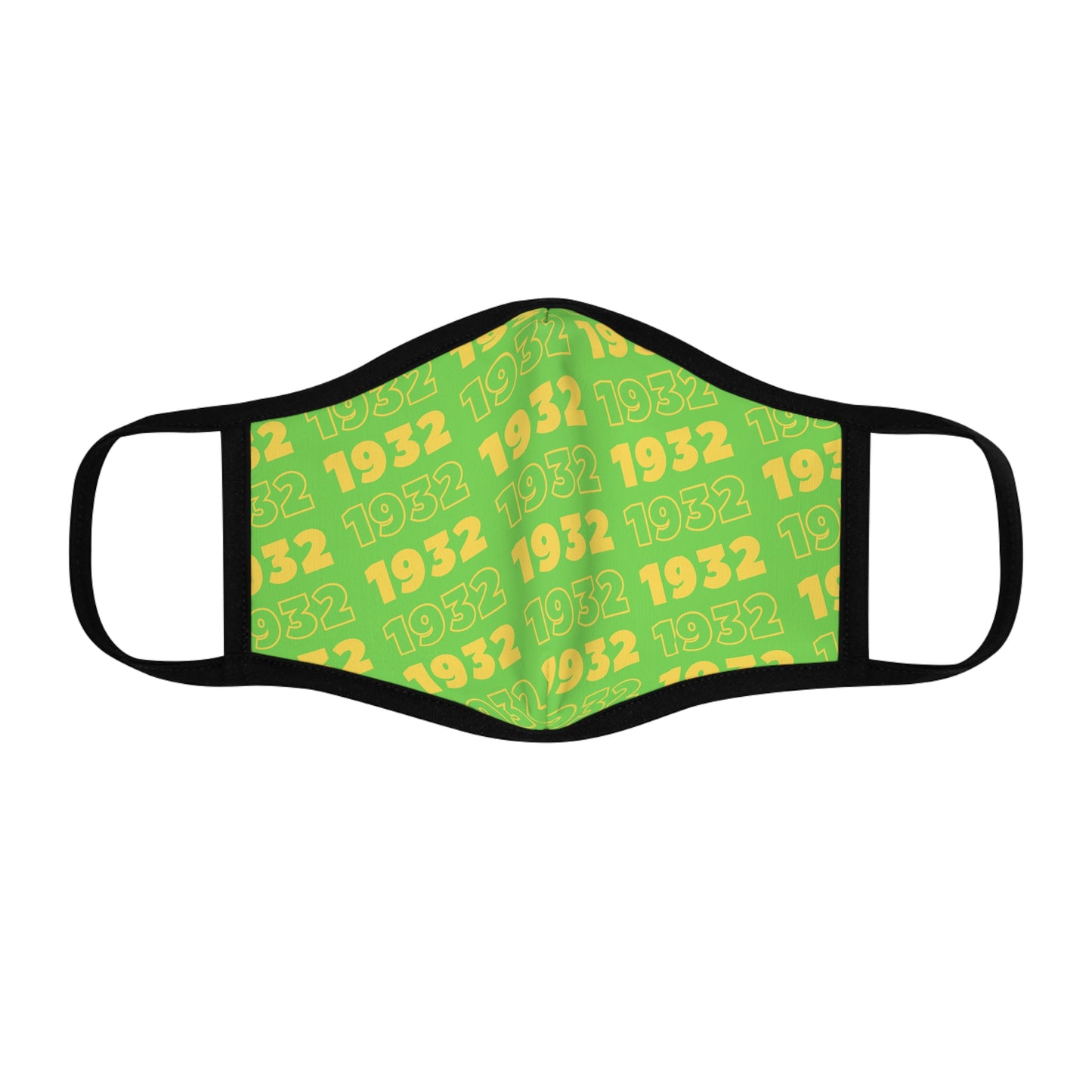 Green and Yellow 1932 Fitted Polyester Face Mask