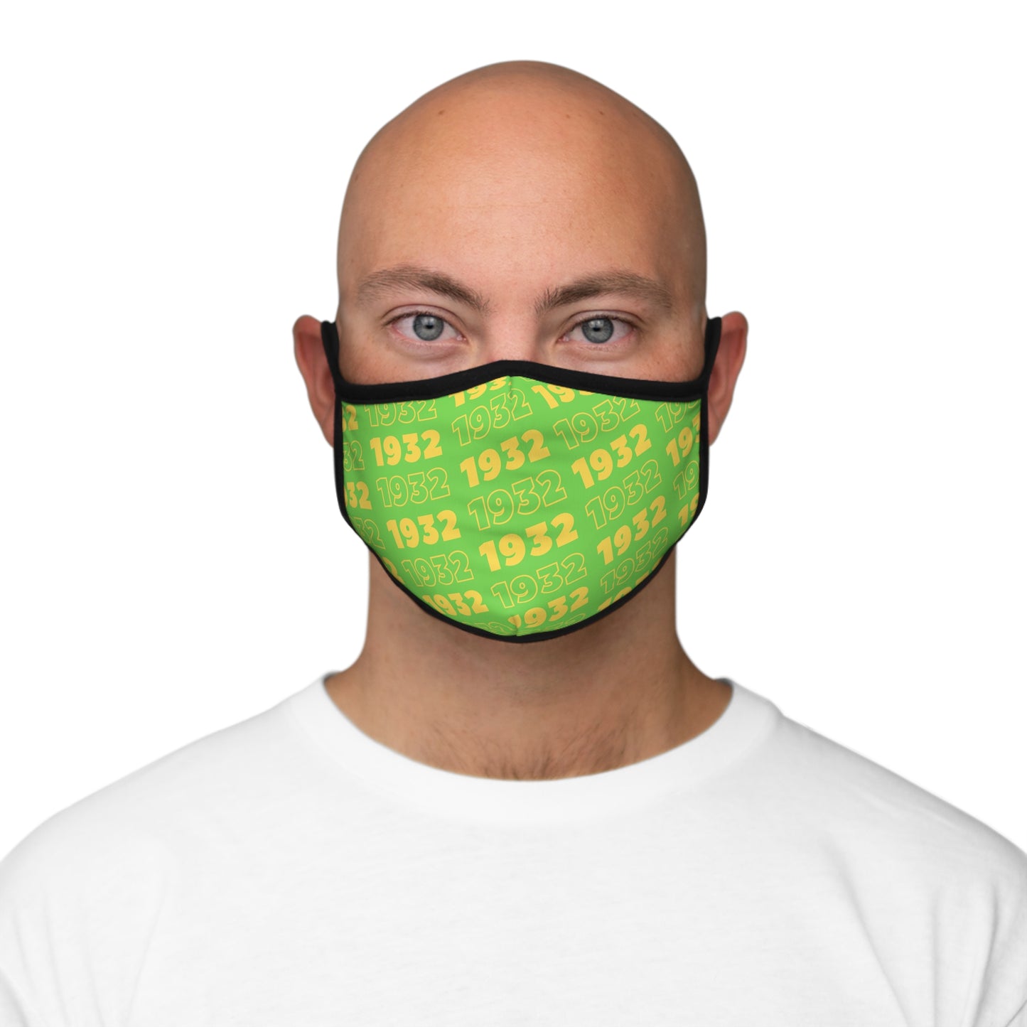 Green and Yellow 1932 Fitted Polyester Face Mask