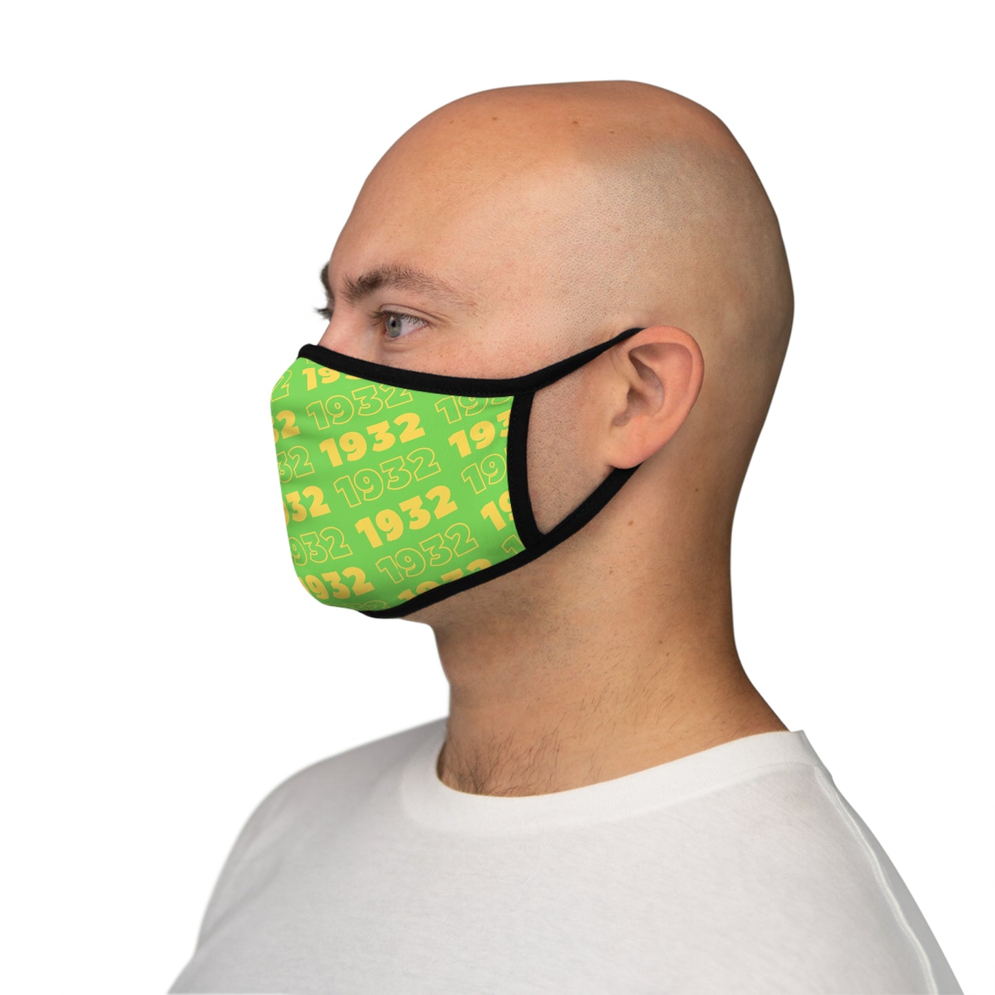 Green and Yellow 1932 Fitted Polyester Face Mask
