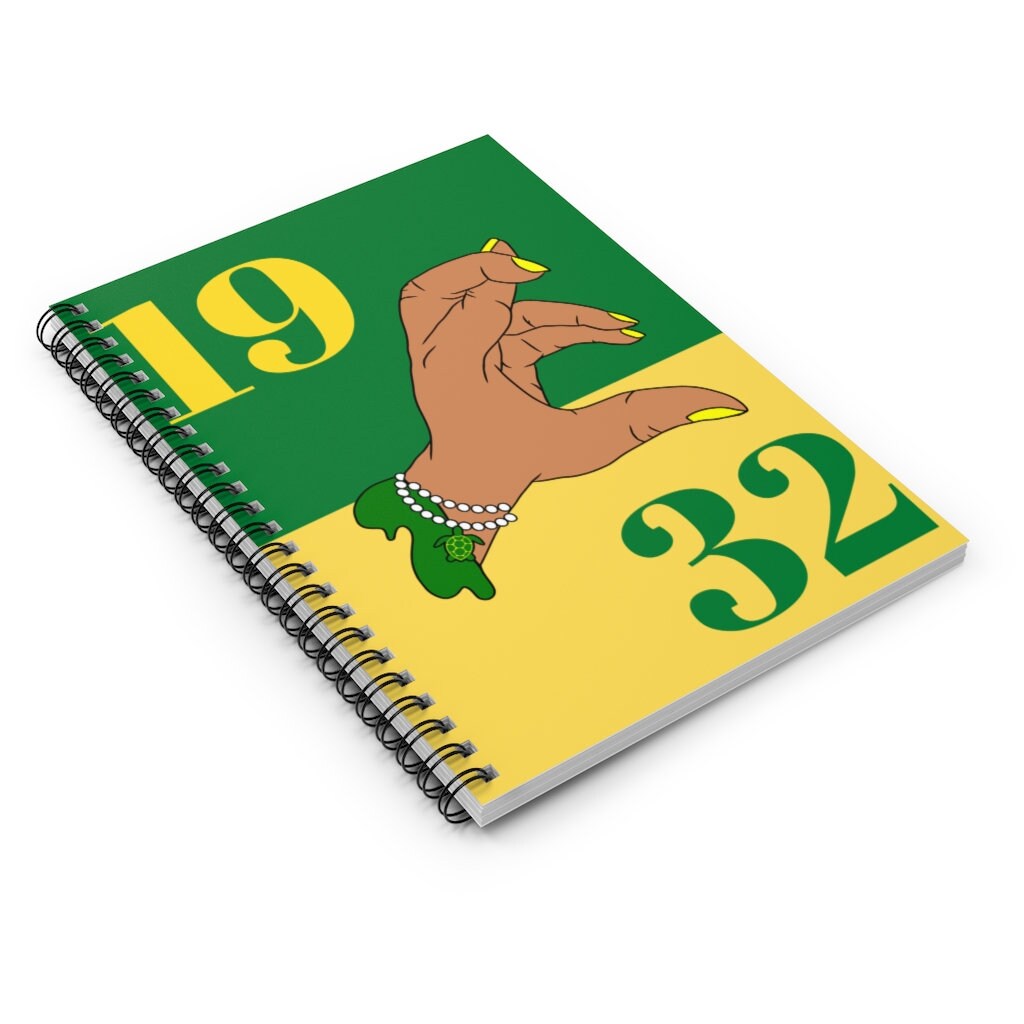 Chi Eta Phi Inspired Spiral Notebook | Ruled Line | Chi Line Gift | 1932 | Green and Yellow | Chi Coo
