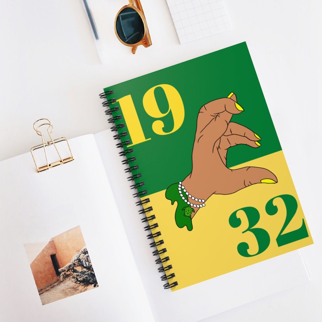Chi Eta Phi Inspired Spiral Notebook | Ruled Line | Chi Line Gift | 1932 | Green and Yellow | Chi Coo