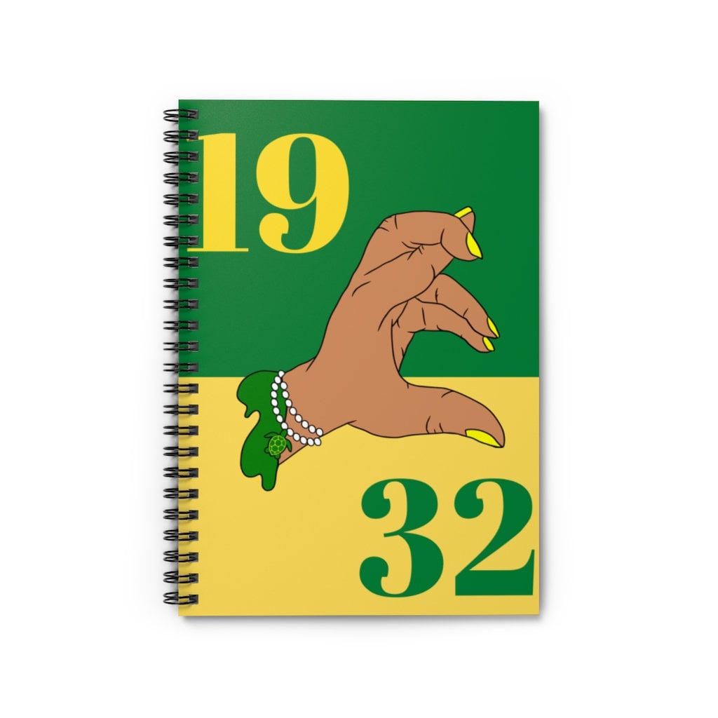 Chi Eta Phi Inspired Spiral Notebook | Ruled Line | Chi Line Gift | 1932 | Green and Yellow | Chi Coo