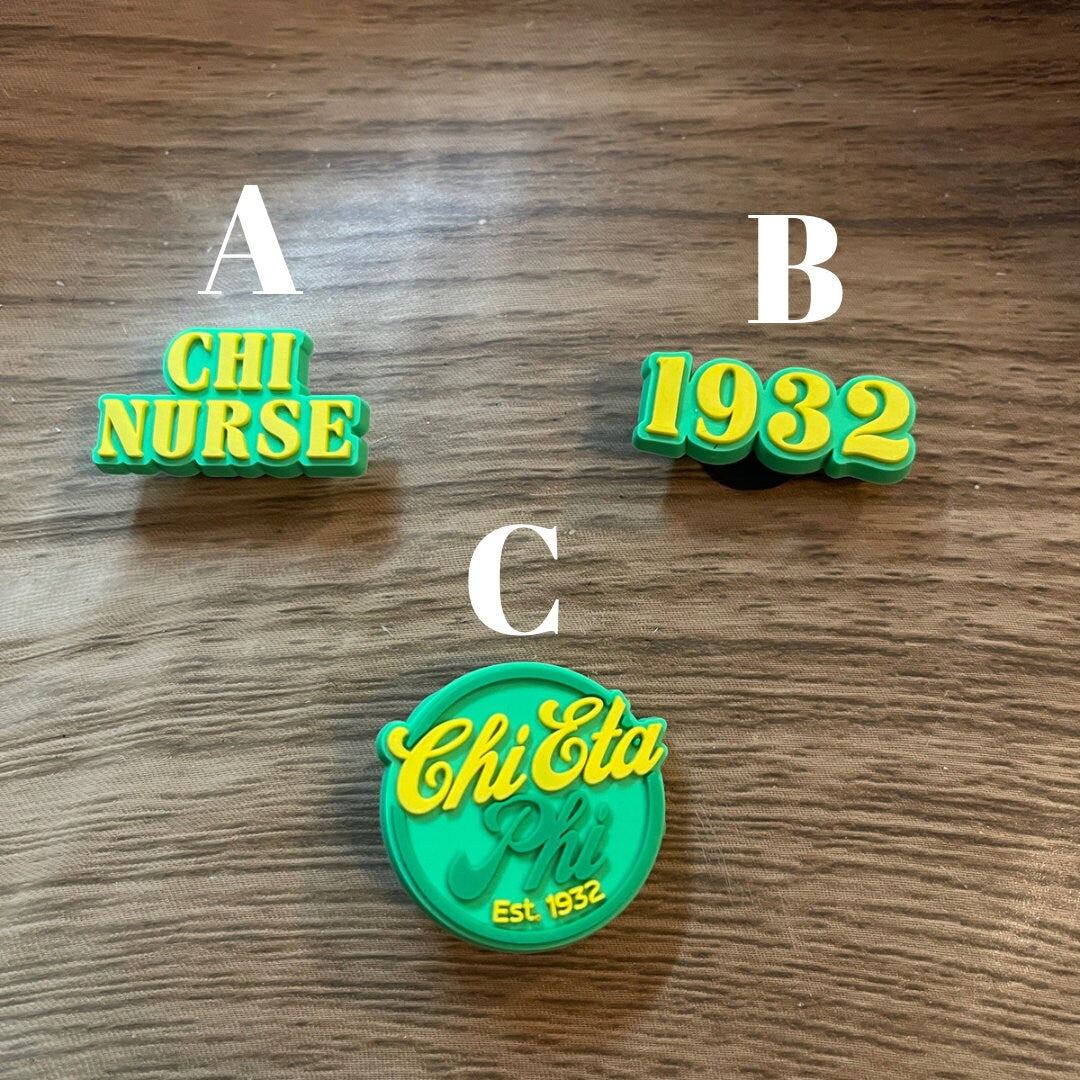 Chi Eta Phi Croc Charm | Green & Yellow Croc Charms | Chi Eta Phi Gift | Chi Line Gift | 1932 | Nurse Sorority | Chi Eta Phi Paraphernalia