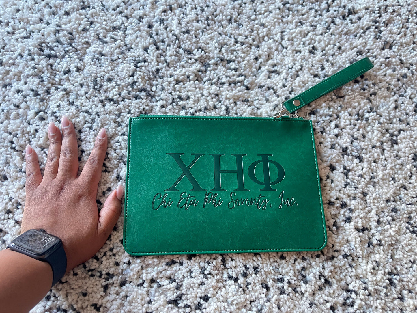 Chi Eta Phi Sorority Large Clutch w/ Detachable Wrist Strap