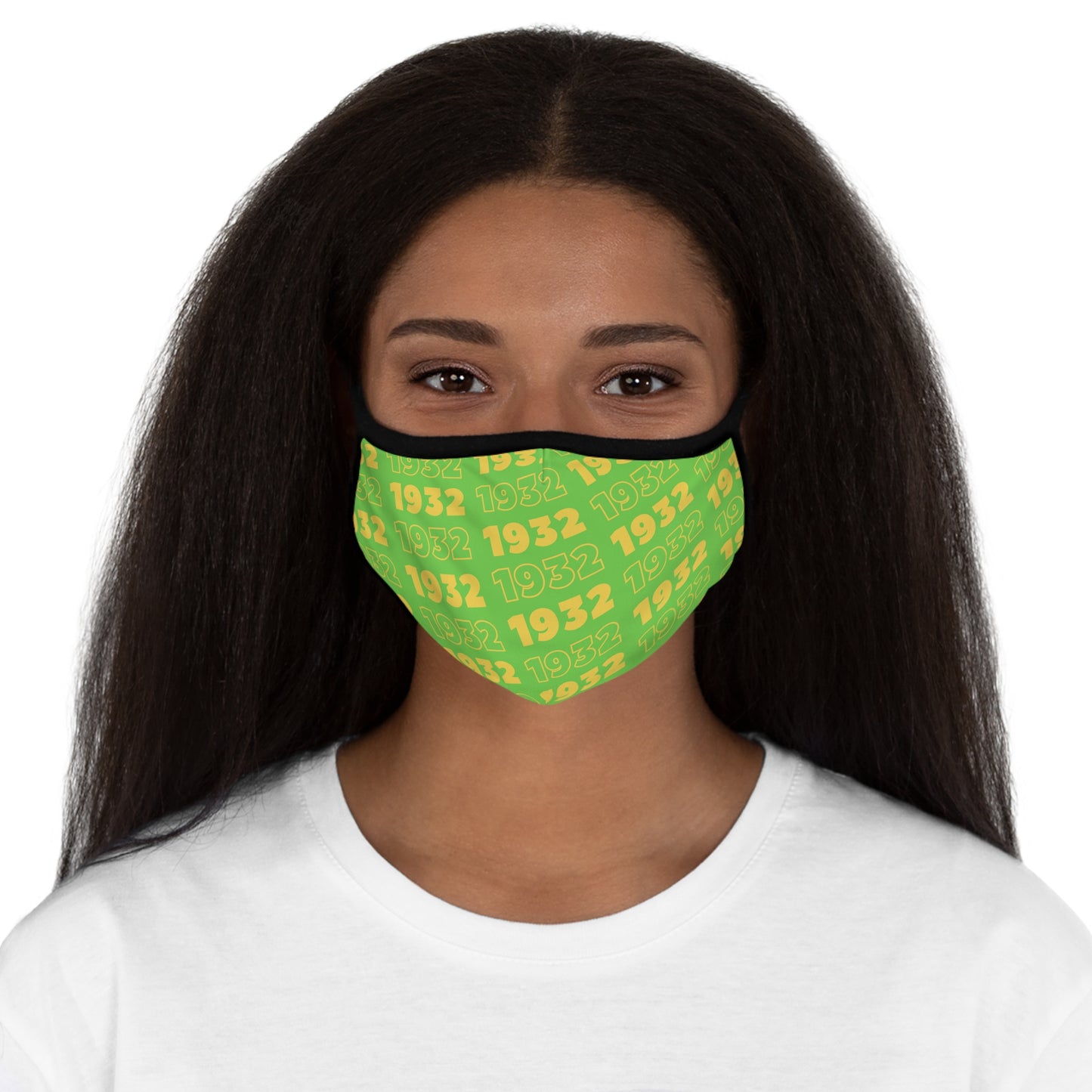 Green and Yellow 1932 Fitted Polyester Face Mask