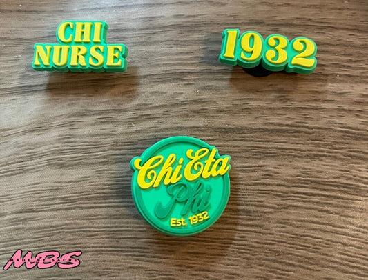 Chi Eta Phi Croc Charm | Green & Yellow Croc Charms | Chi Eta Phi Gift | Chi Line Gift | 1932 | Nurse Sorority | Chi Eta Phi Paraphernalia